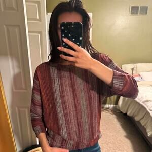 Simply vera wang brown striped work shirt.